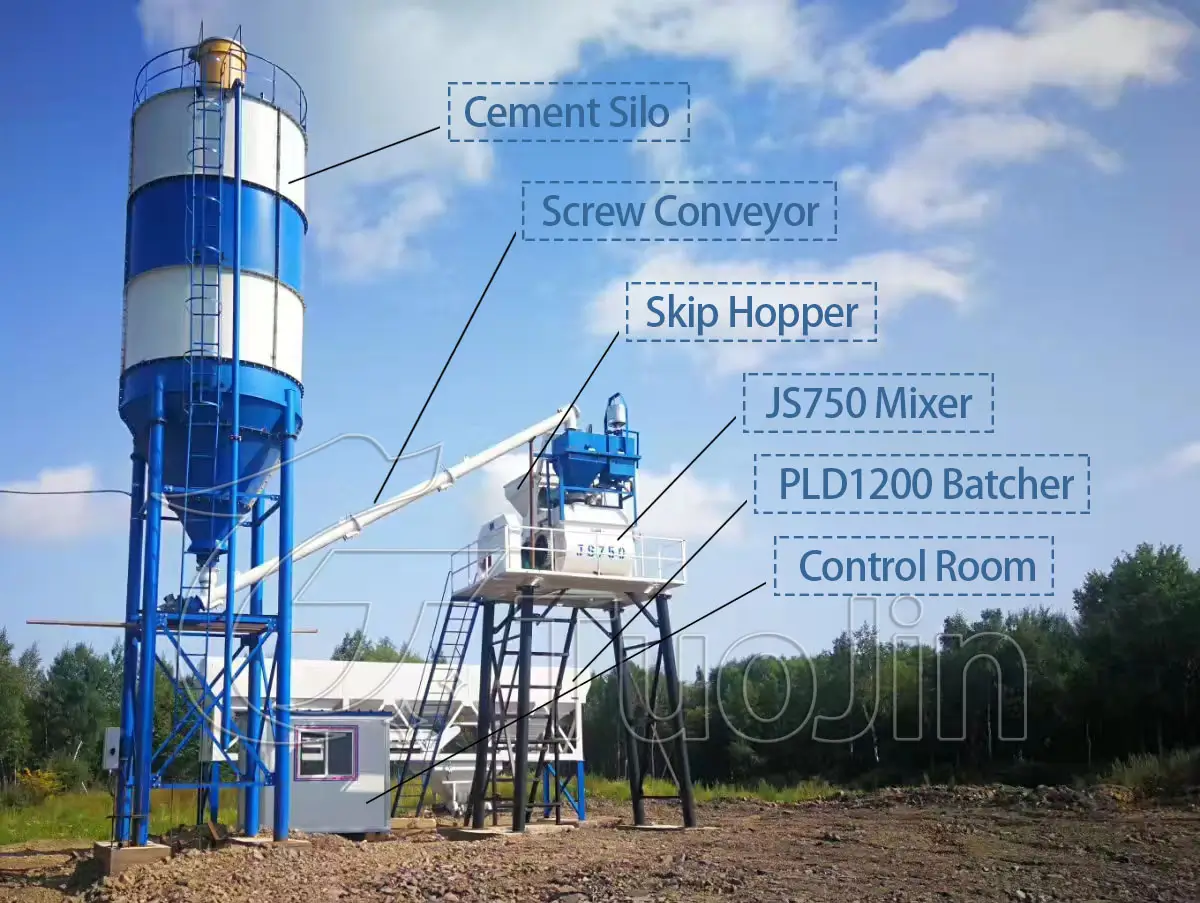 HZS35 concrete batching plant
