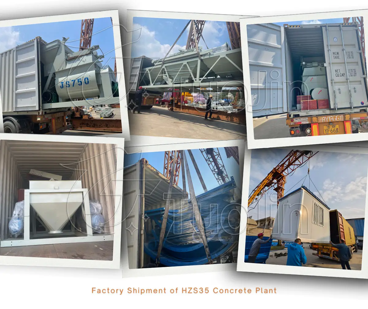 factory delivery of HZS35 concrete plant