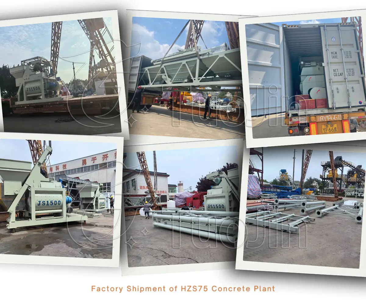 factory delivery of HZS75 concrete plant