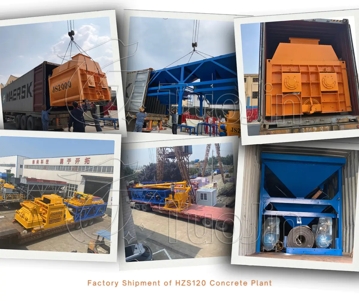 factory delivery of HZS120 concrete plant