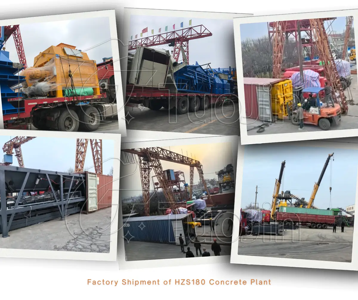 factory delivery of HZS180 concrete plant
