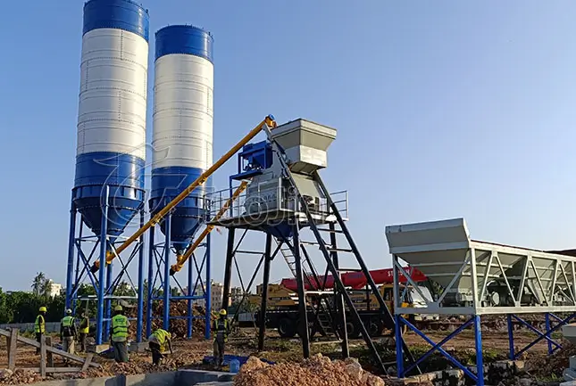 HZS50 Skip Hopper Concrete Batching Plant Technical Solution In Nigeria