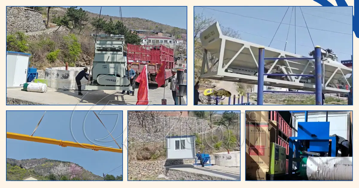 HZS35 concrete batching plant unloading